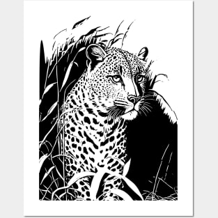 Black and white leopard design Posters and Art